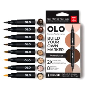 Olo Brush Marker 8 Piece Set Portrait
