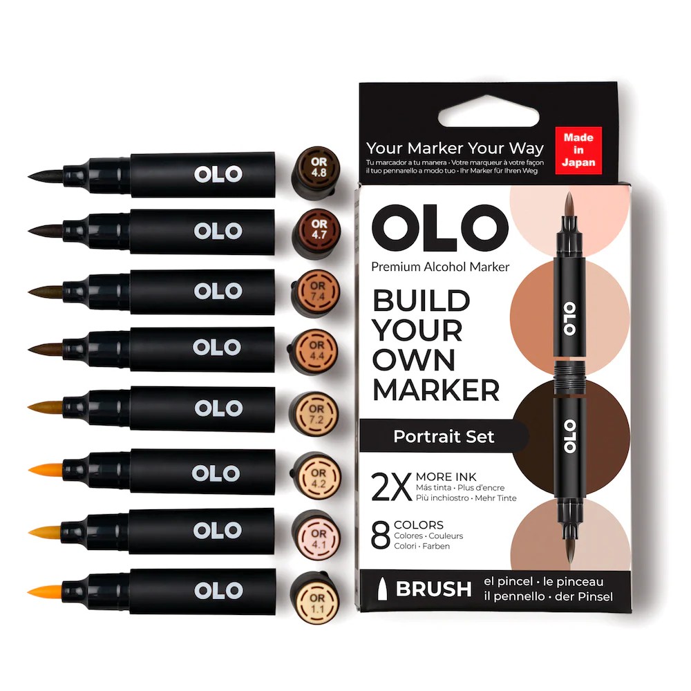 Olo Brush Marker 8 Piece Set Portrait
