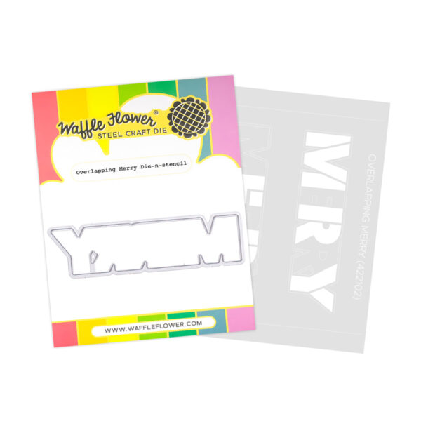 Waffle Flower Die & Stencil Overlapping Merry