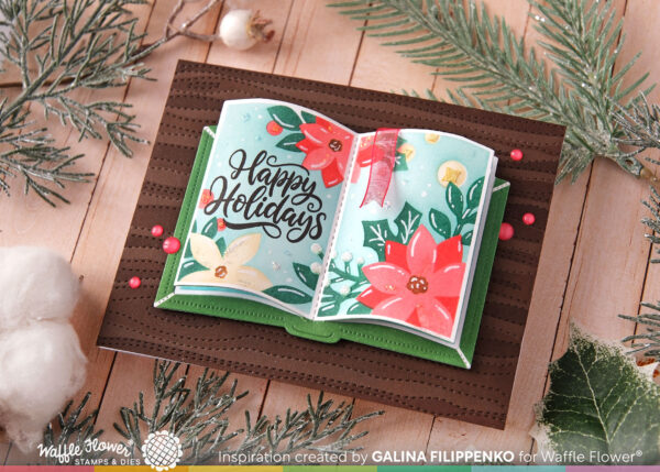 Waffle Flower Stencil Open Book Poinsettia