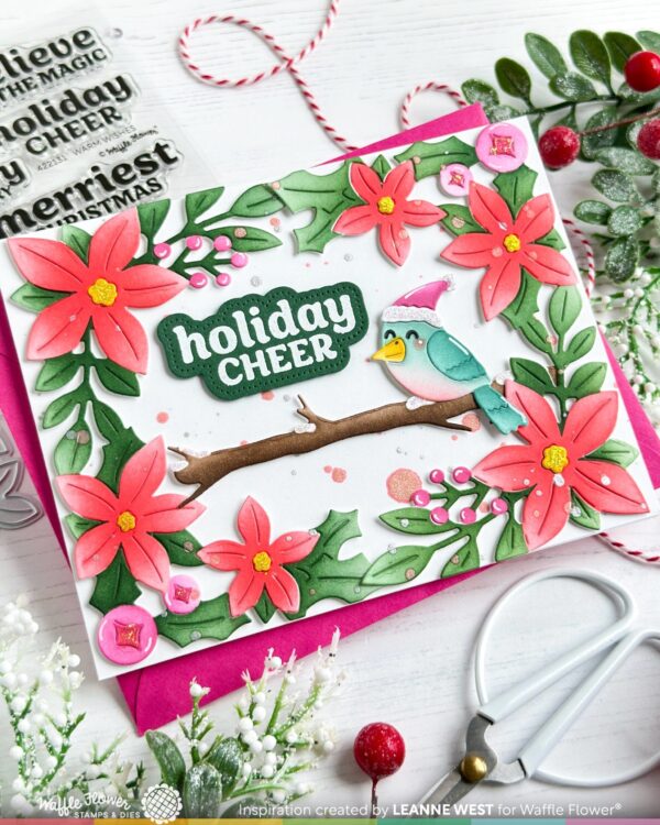 Waffle Flower Die Poinsettia Frame