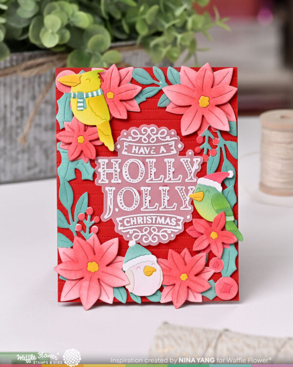 Waffle Flower Stamp & Die Poinsettia Frame Sentiments
