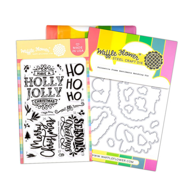 Waffle Flower Stamp & Die Poinsettia Frame Sentiments