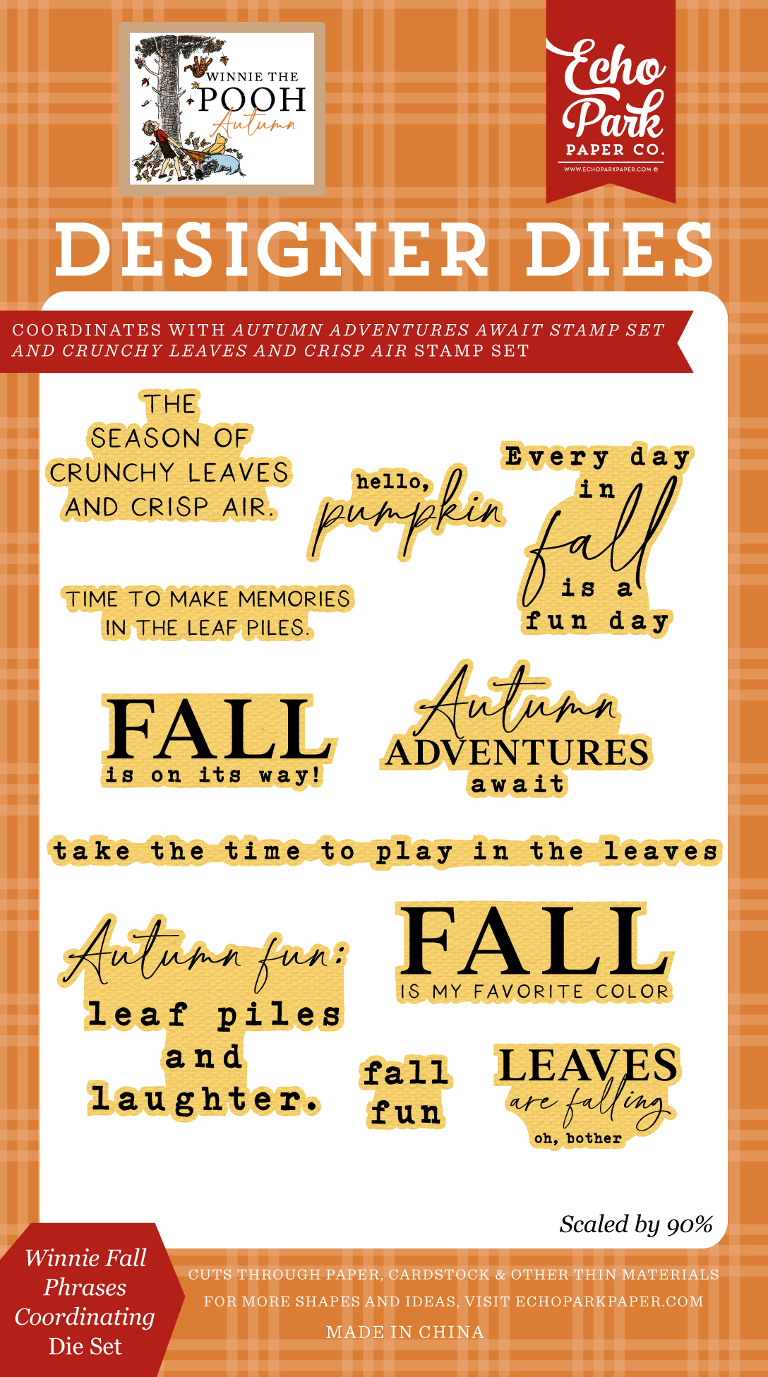 Echo Park WTP Autumn Die Winnie Fall Phrases