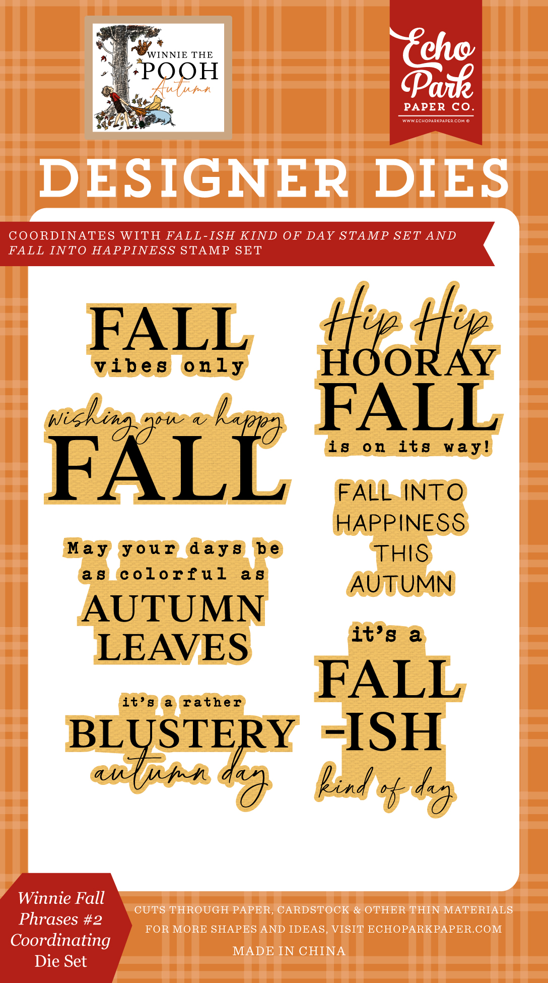 Echo Park WTP Autumn Die Winnie Fall Phrases #2
