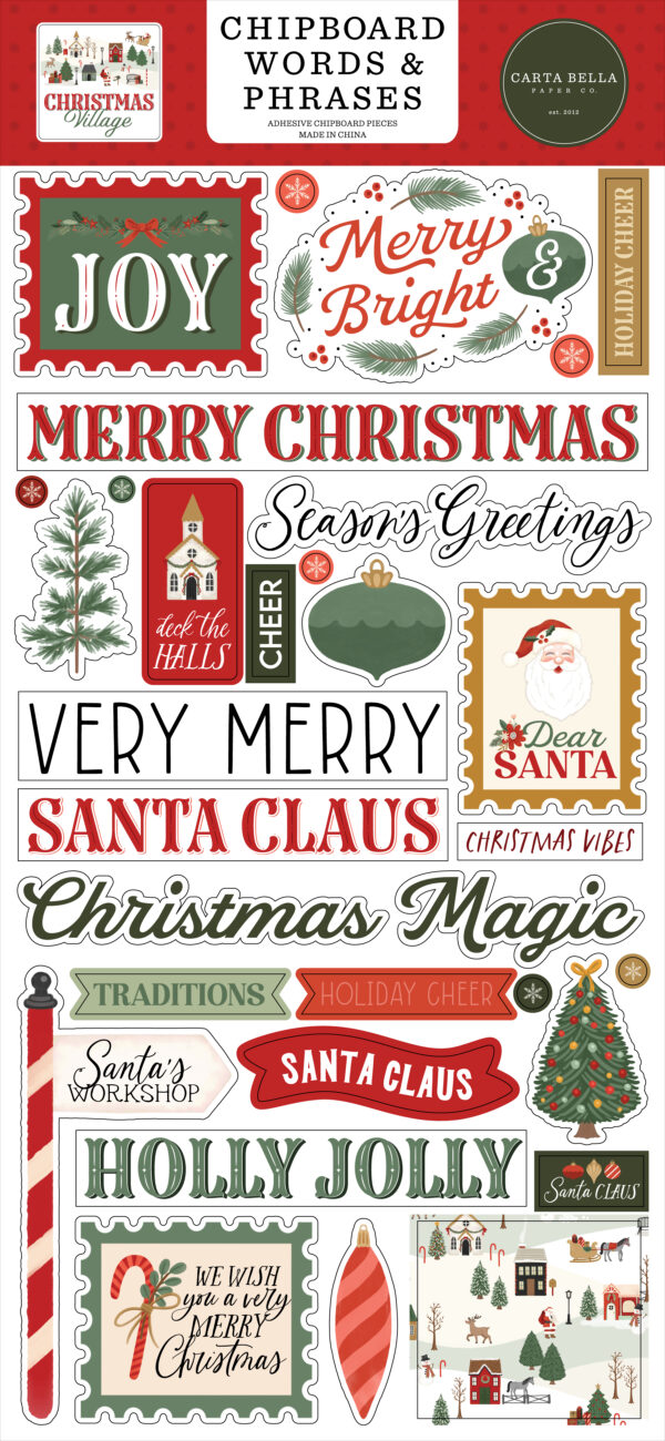 Carta Bella Christmas Village Chipboard Words & Phrases Carta Bella Christmas Village Chipboard Words & Phrases