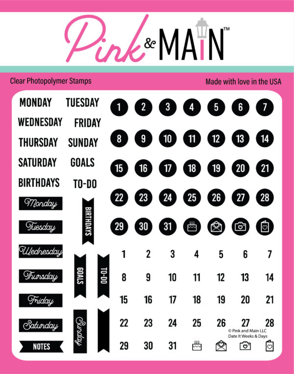 Pink & Main Stamp Date It Weeks & Days