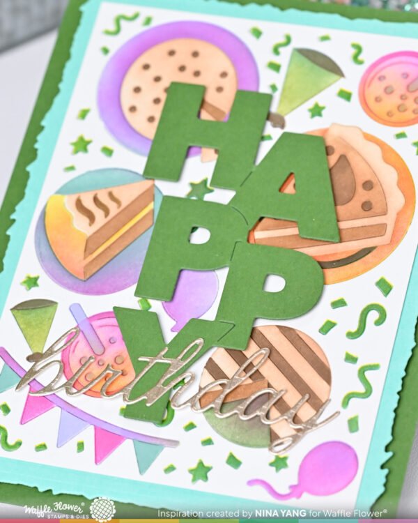 Waffle Flower Die Overlapping Vertical Happy Word