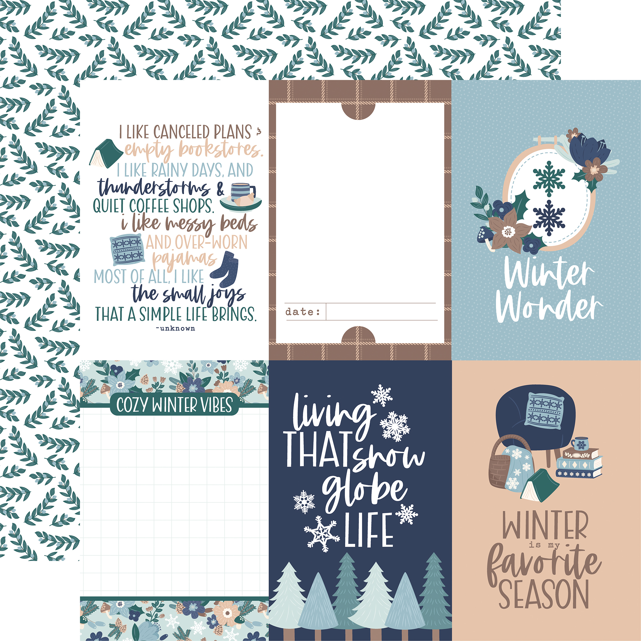 Echo Park Snow Days 12 X12 4X6 Journaling Cards