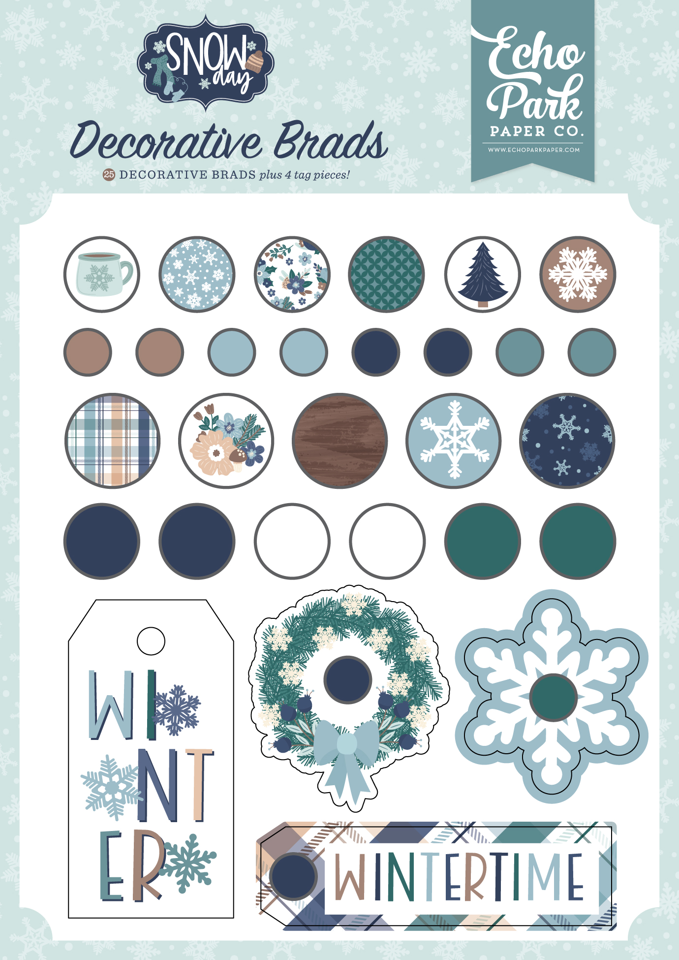 Echo Park Snow Day Decorative Brads