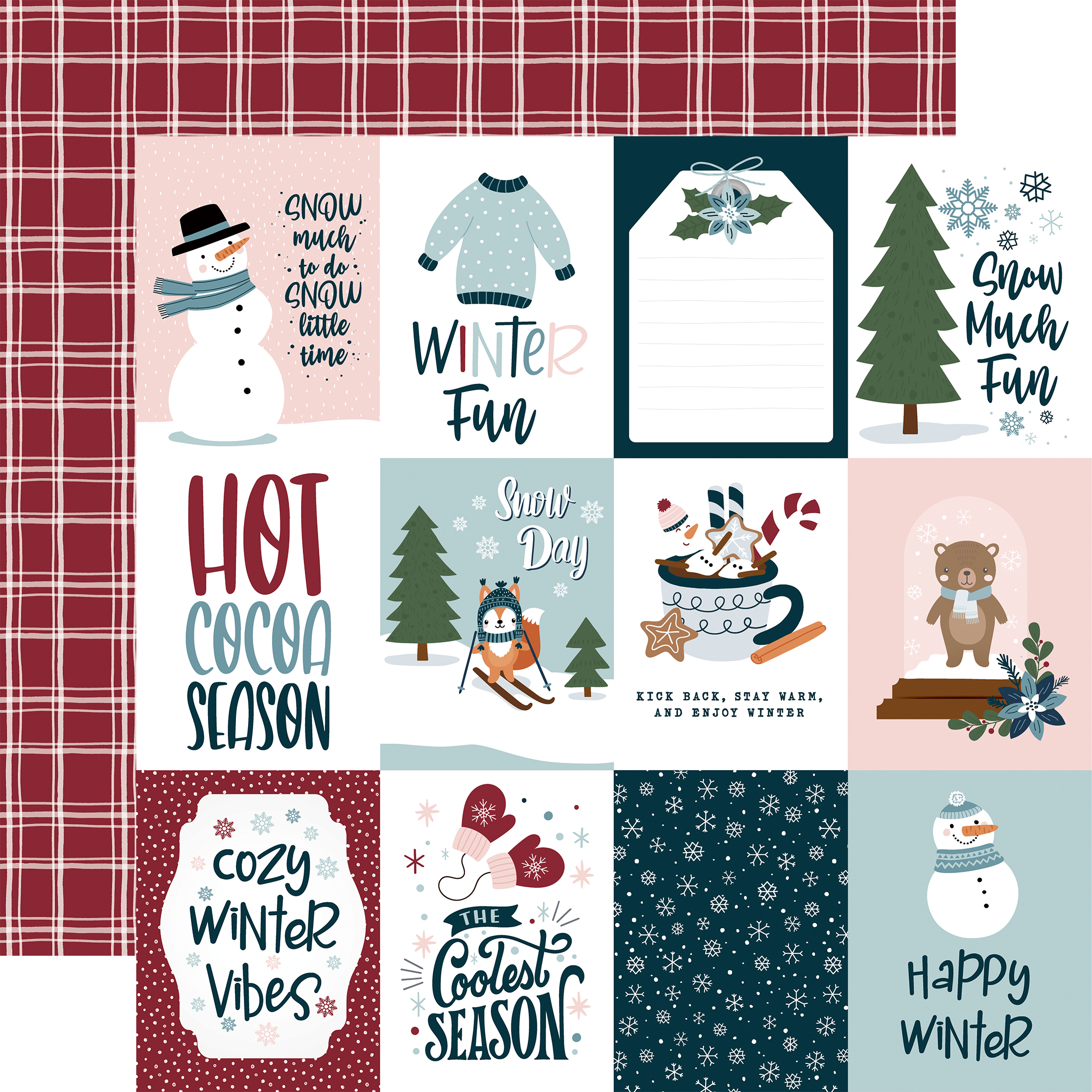 Echo Park Winter Fun 12X12 3X4 Journaling Cards