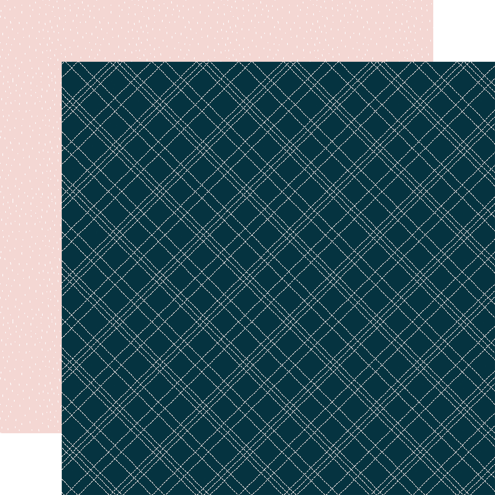 Echo Park Winter Fun 12X12 Stitched Diagonal Plaid