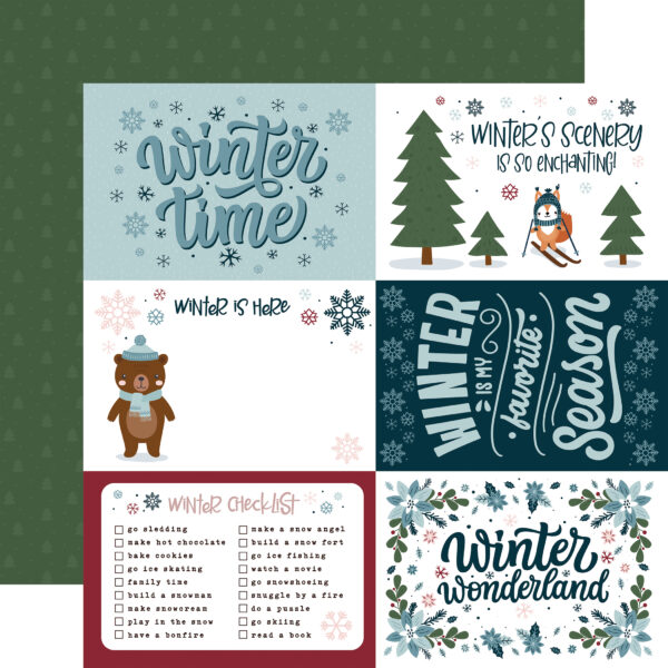 Echo Park Winter Fun 12X12 6X4 Journaling Cards