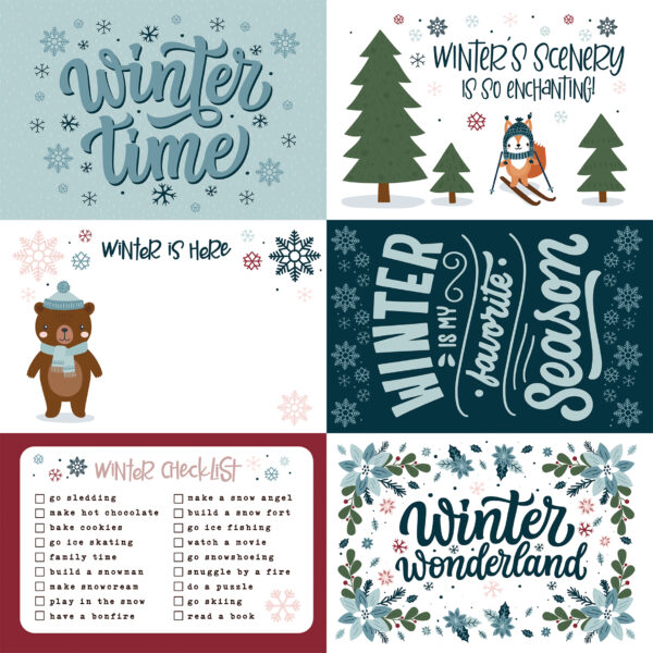 Echo Park Winter Fun 12X12 6X4 Journaling Cards