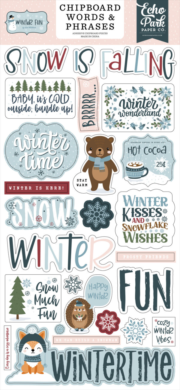 Echo Park Winter Fun Chipboard Word & Phrases
