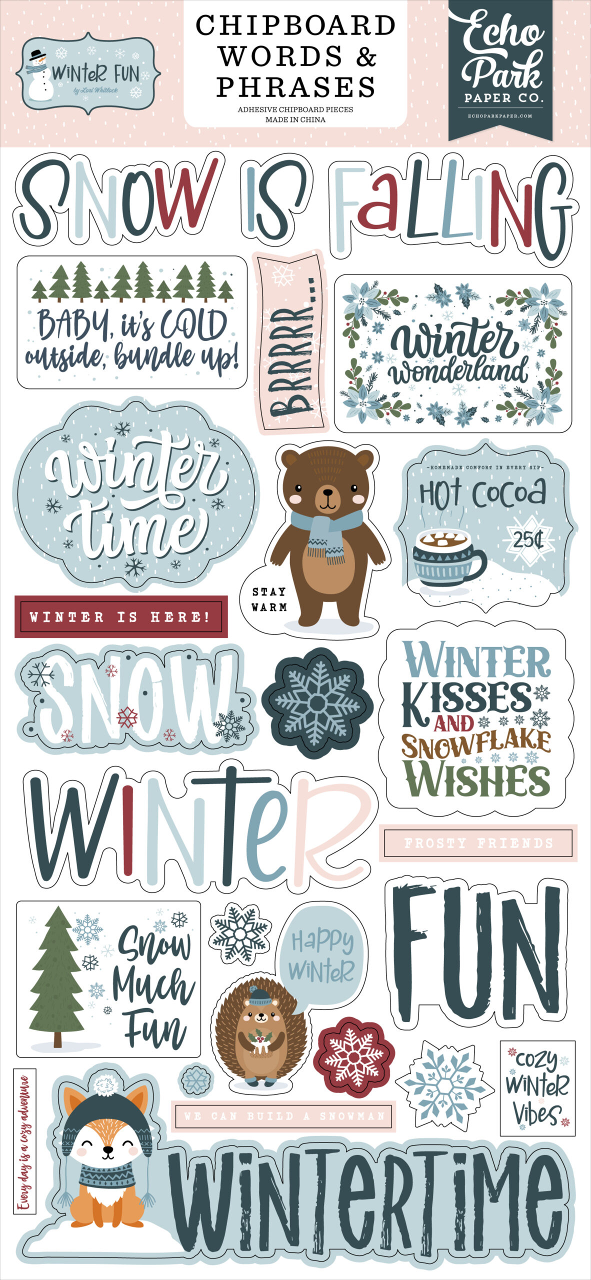 Echo Park Winter Fun Chipboard Word & Phrases