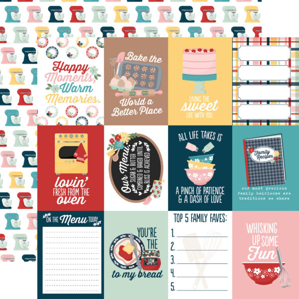 Echo Park Mom's Kitchen 12X12 3X4 Journaling Cards