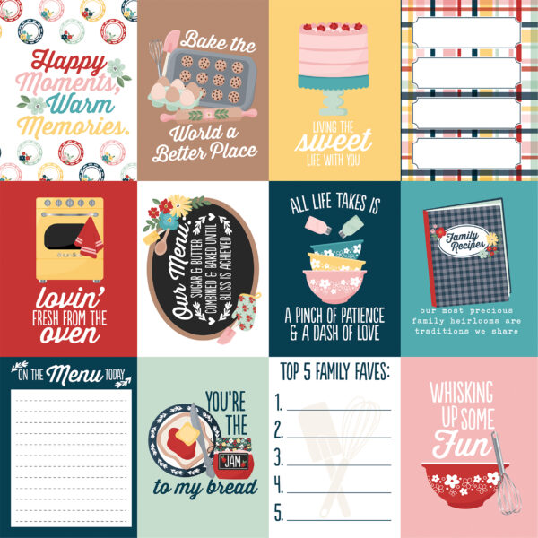 Echo Park Mom's Kitchen 12X12 3X4 Journaling Cards