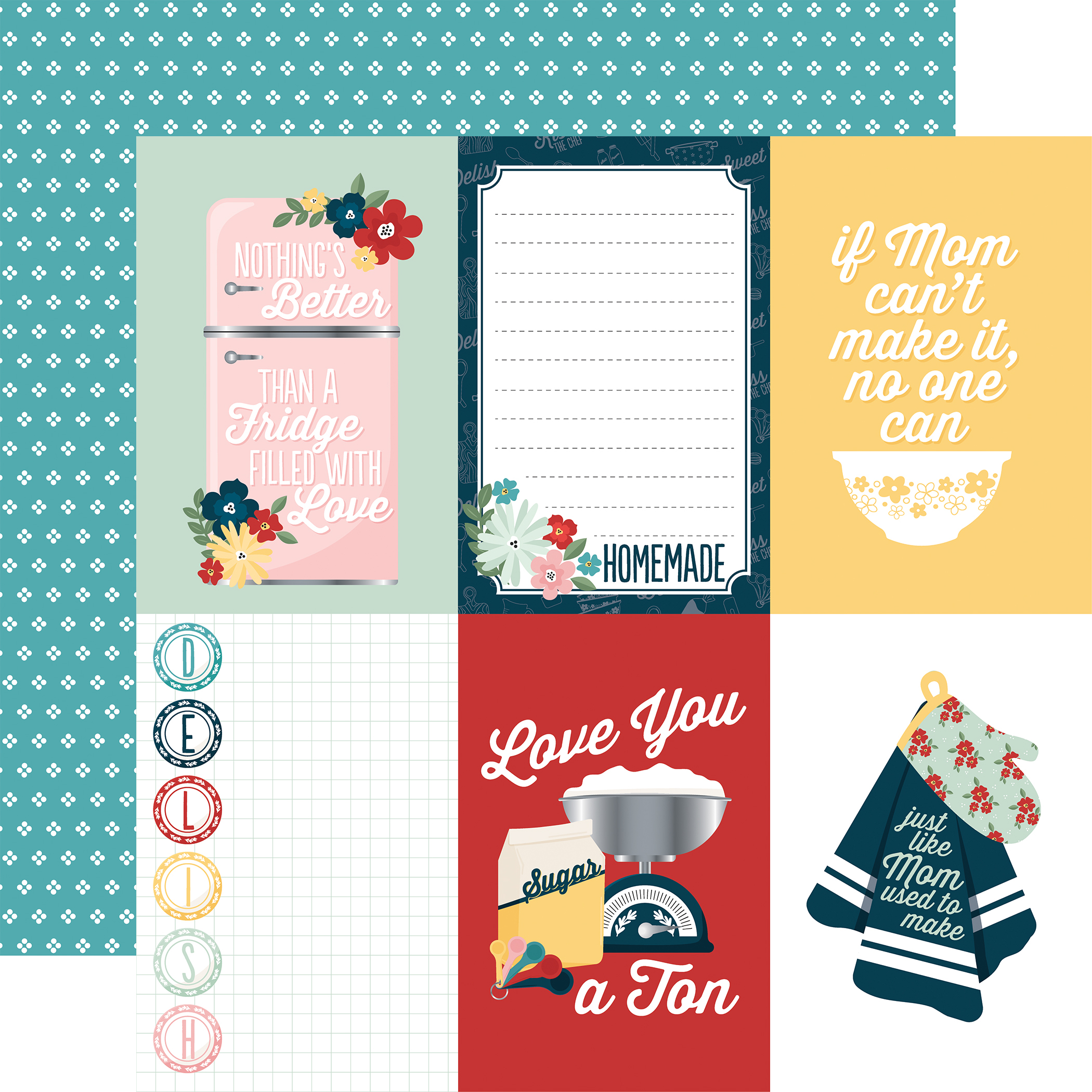 Echo Park Mom's Kitchen 12X12 4X6 Journaling Cards
