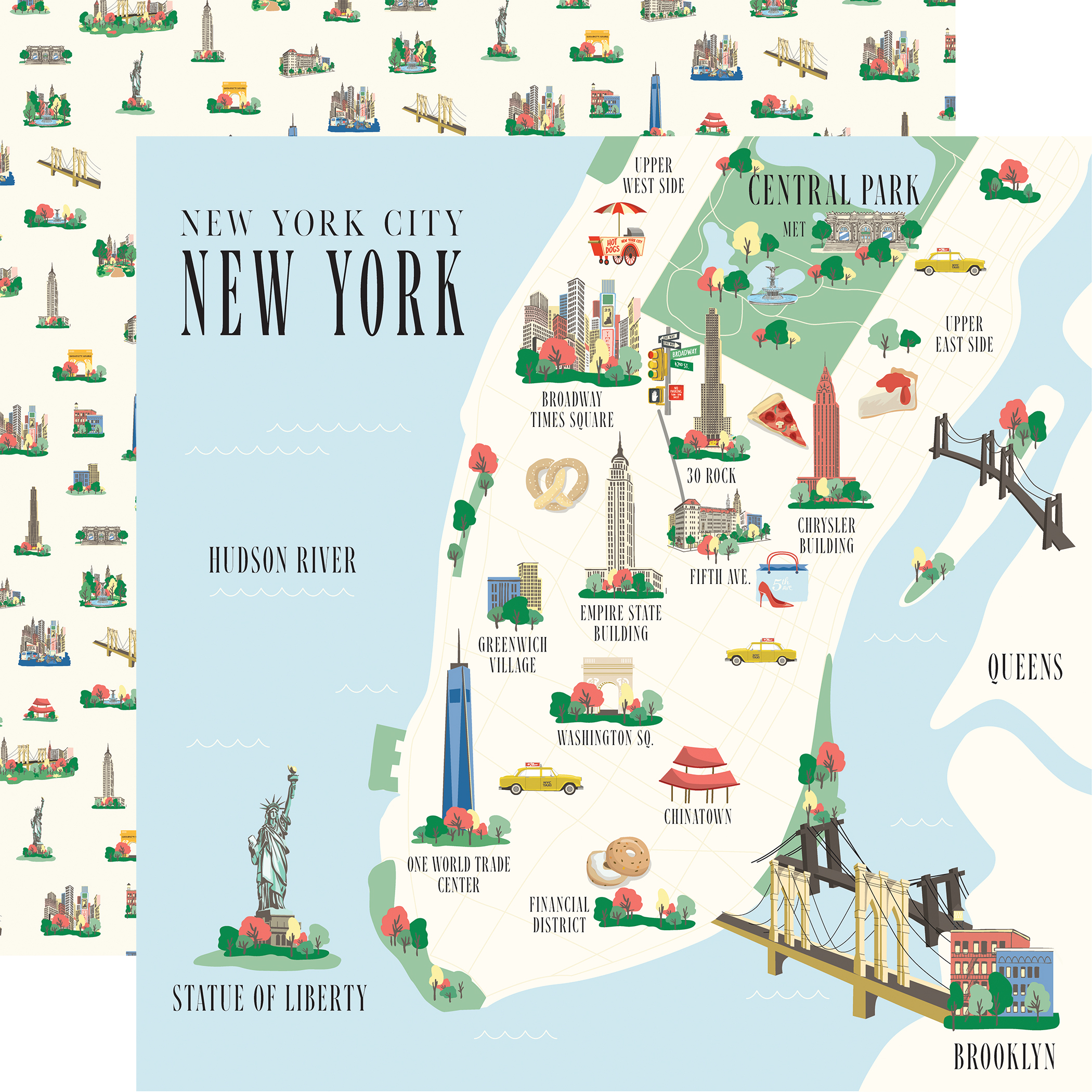 Carta Bella New York City 12X12 New York City Map