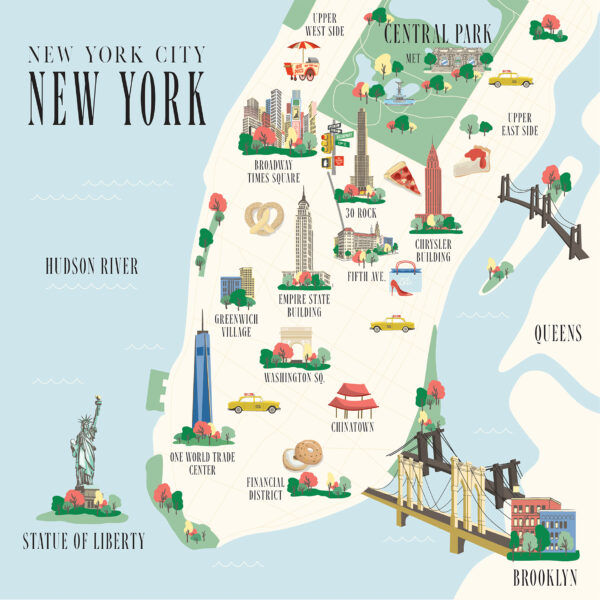 Carta Bella New York City 12X12 New York City Map