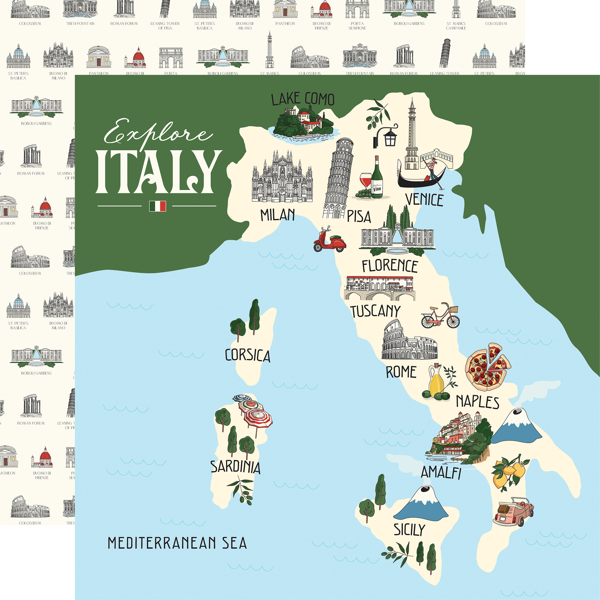 Carta Bella Italy 12X12 Map of Italy
