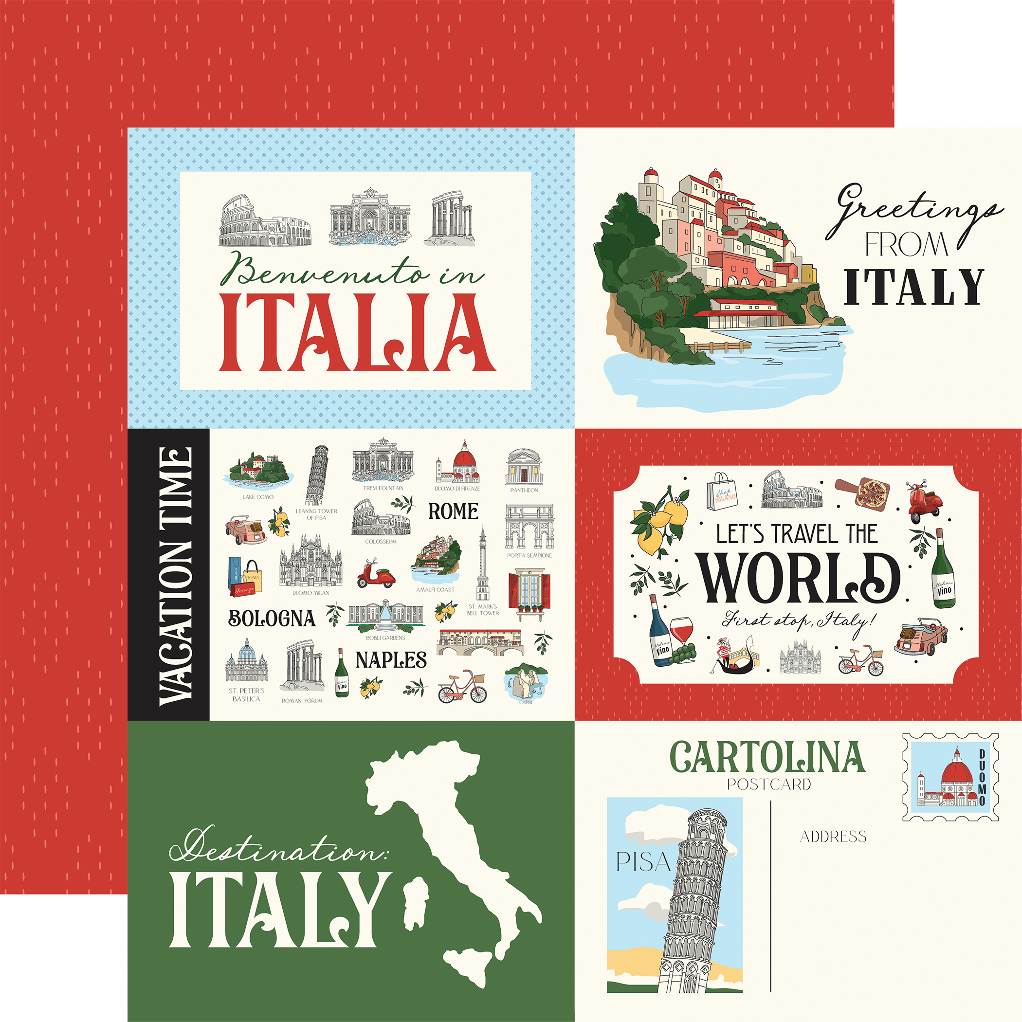 Carta Bella Italy 12X12 6X4 Journaling Cards