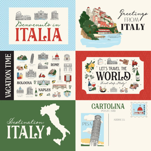Carta Bella Italy 12X12 6X4 Journaling Cards