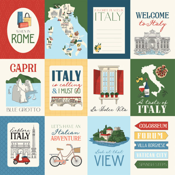 Carta Bella Italy 12X12 3X4 Journaling Cards