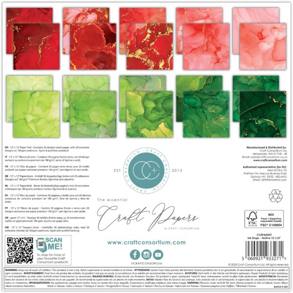 CRAFTERS CONSORTIUM 12X12 INK DROPS FESTIVE