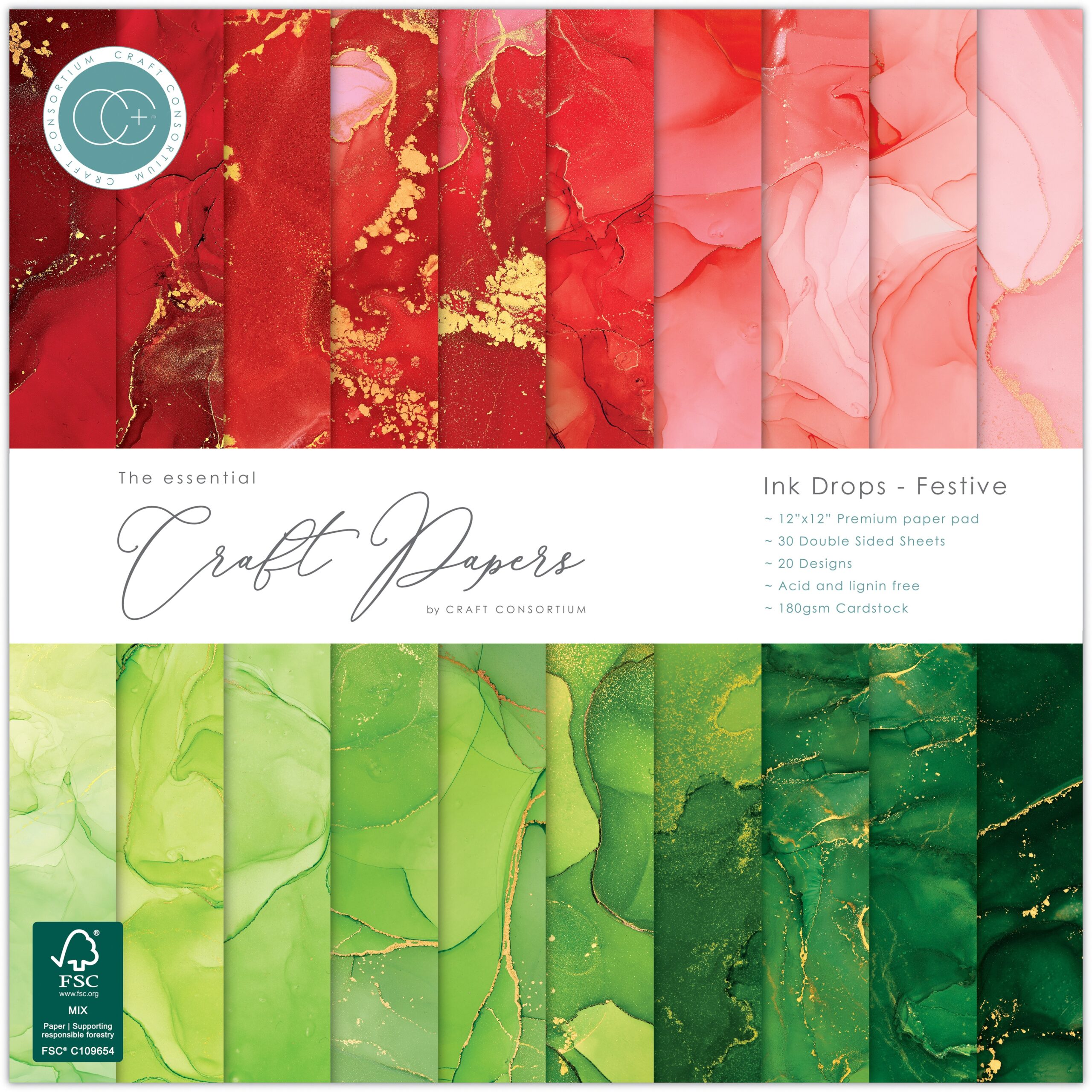 CRAFTERS CONSORTIUM 12X12 INK DROPS FESTIVE
