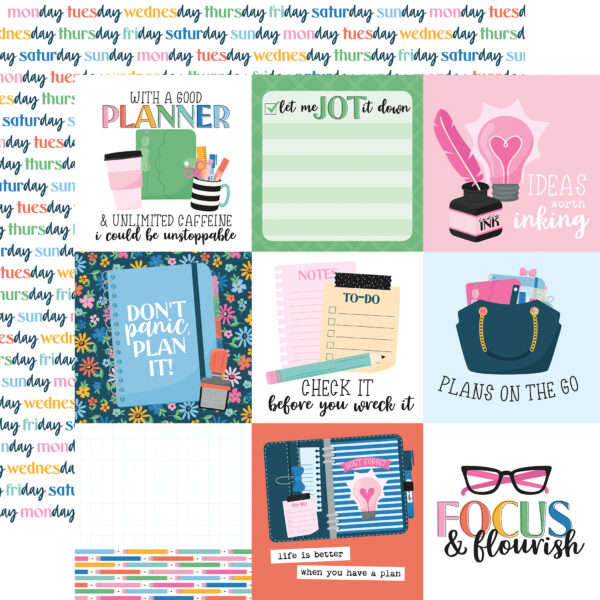 Echo Park Plan On It 12X 12 4X4 Journaling Cards Echo Park Plan On It 12X 12 4X4 Journaling Cards