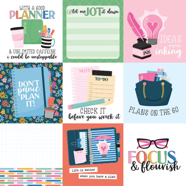 Echo Park Plan On It 12X 12 4X4 Journaling Cards