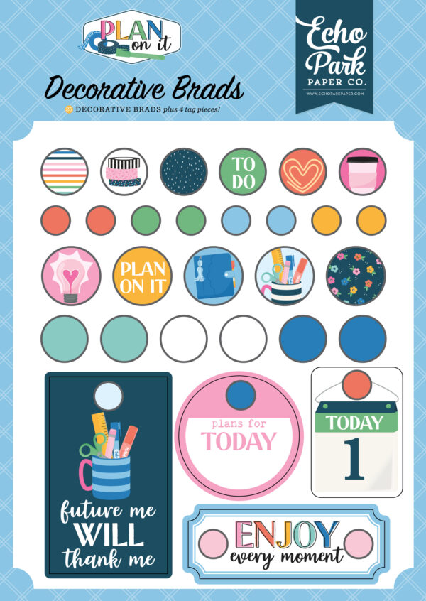 Echo Park Plan On It Decorative Brads