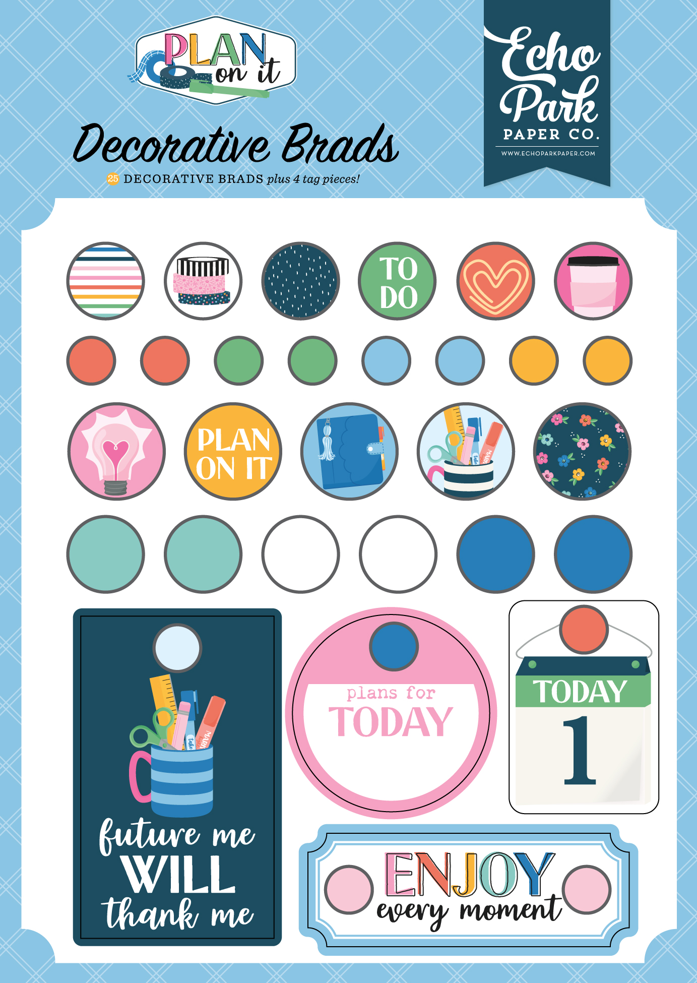 Echo Park Plan On It Decorative Brads