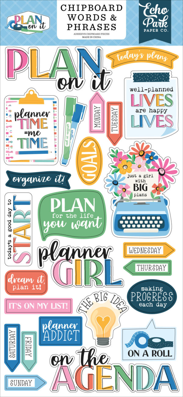 Echo Park Plan On It Chipboard Word & Phrases