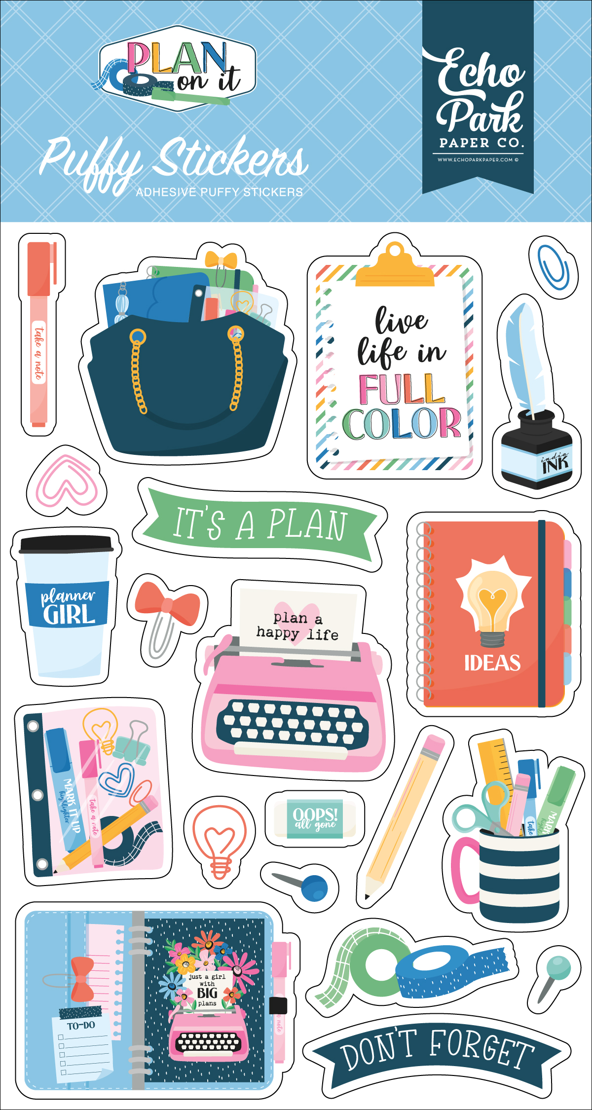 Echo Park Plan On It Puffy Stickers