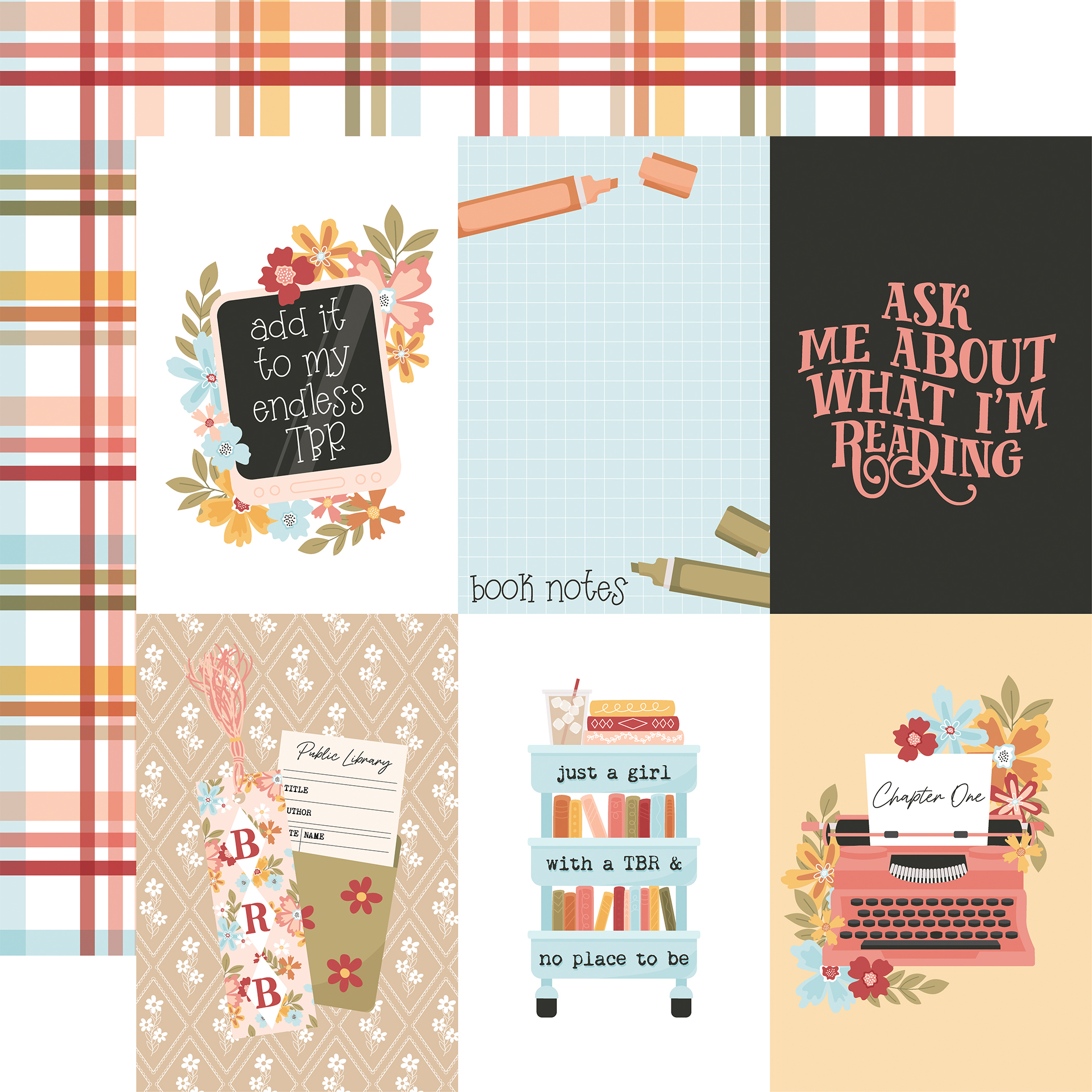 Echo Park Bookish 12X12 4X6 Journaling Cards