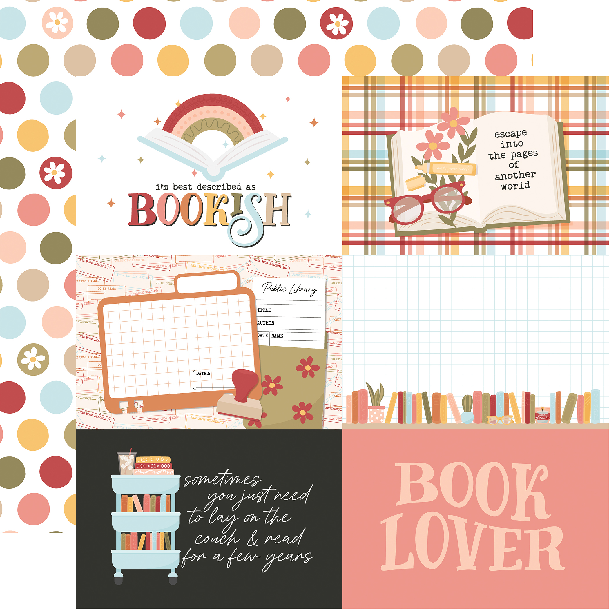 Echo Park Bookish 12X12 6X4 Journaling Cards