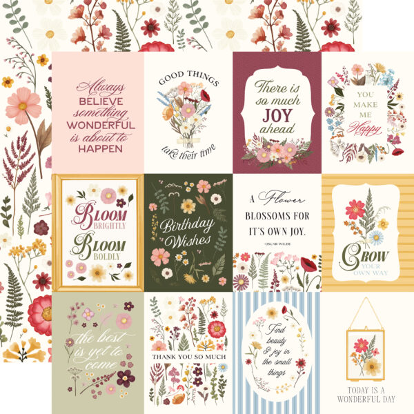 Carta Bella Pressed Floral 12X12 3X4 Journaling Cards
