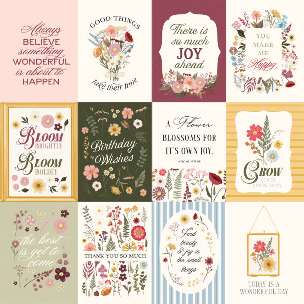 Carta Bella Pressed Floral 12X12 3X4 Journaling Cards