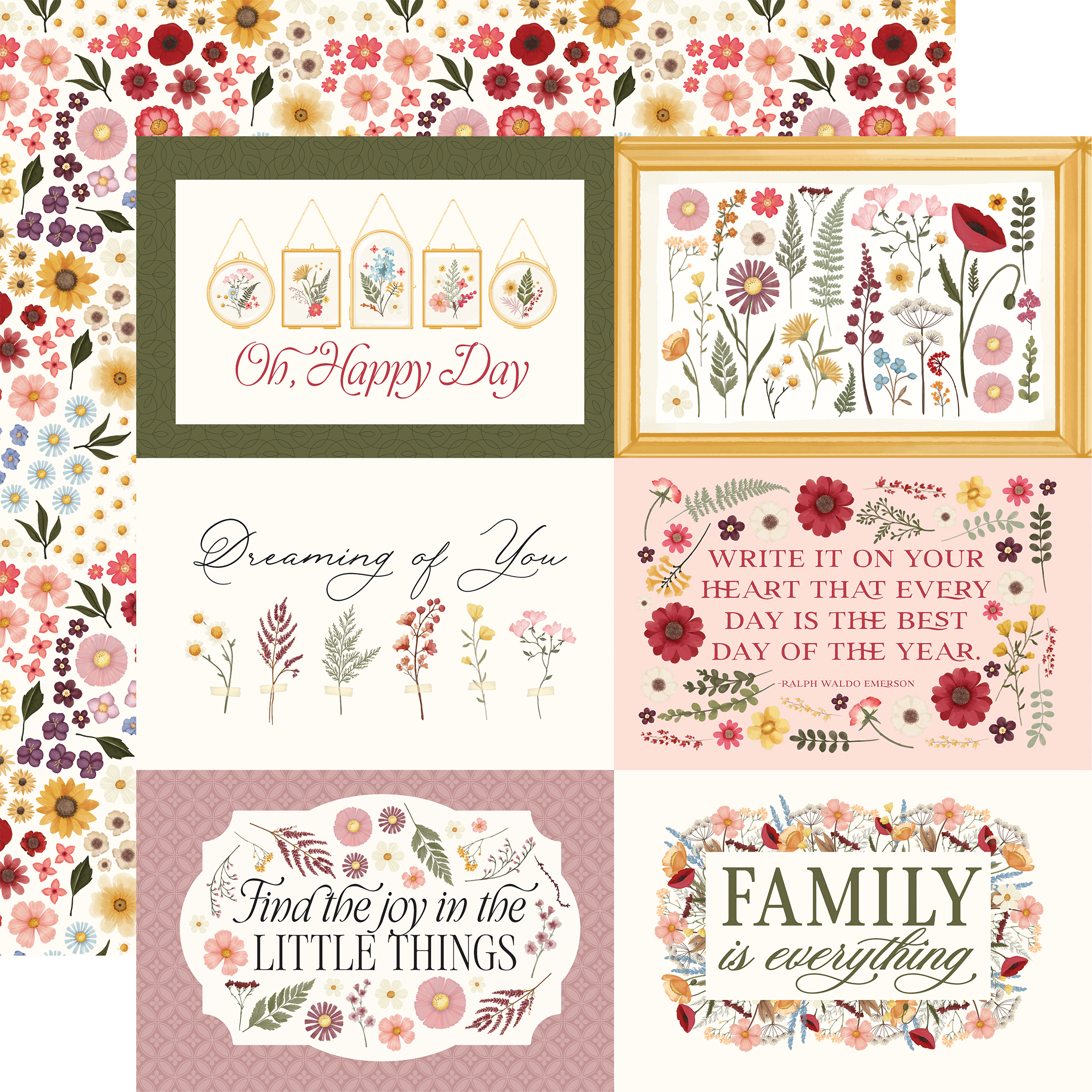 Carta Bella Pressed Floral 12X12 6X4 Journaling Cards
