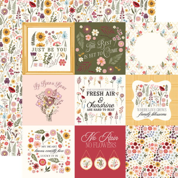 Carta Bella Pressed Floral 12X12 4X4 Journaling Cards
