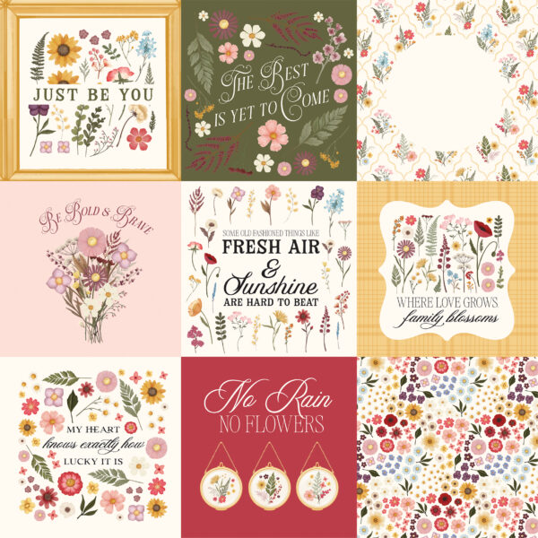 Carta Bella Pressed Floral 12X12 4X4 Journaling Cards