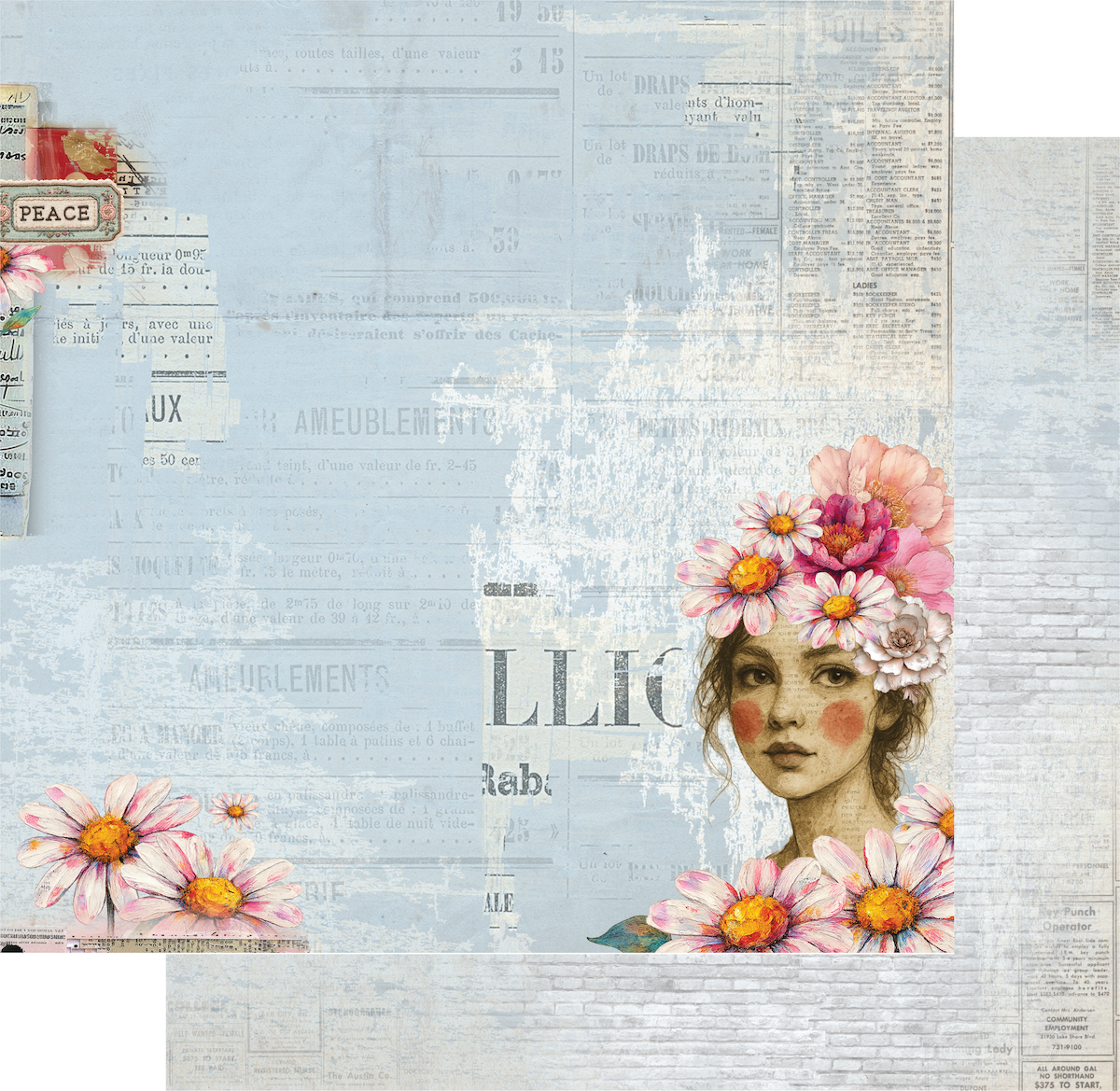 Uniquely Creative Dressed in Daydreams 12X12 Wild Daisy Paper