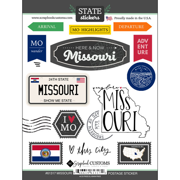 SCRAPBOOK CUSTOMS STATE STICKER MISSOURI POSTAGE