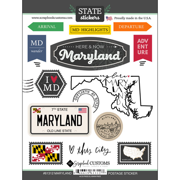 SCRAPBOOK CUSTOMS STATE STICKER MARYLAND POSTAGE