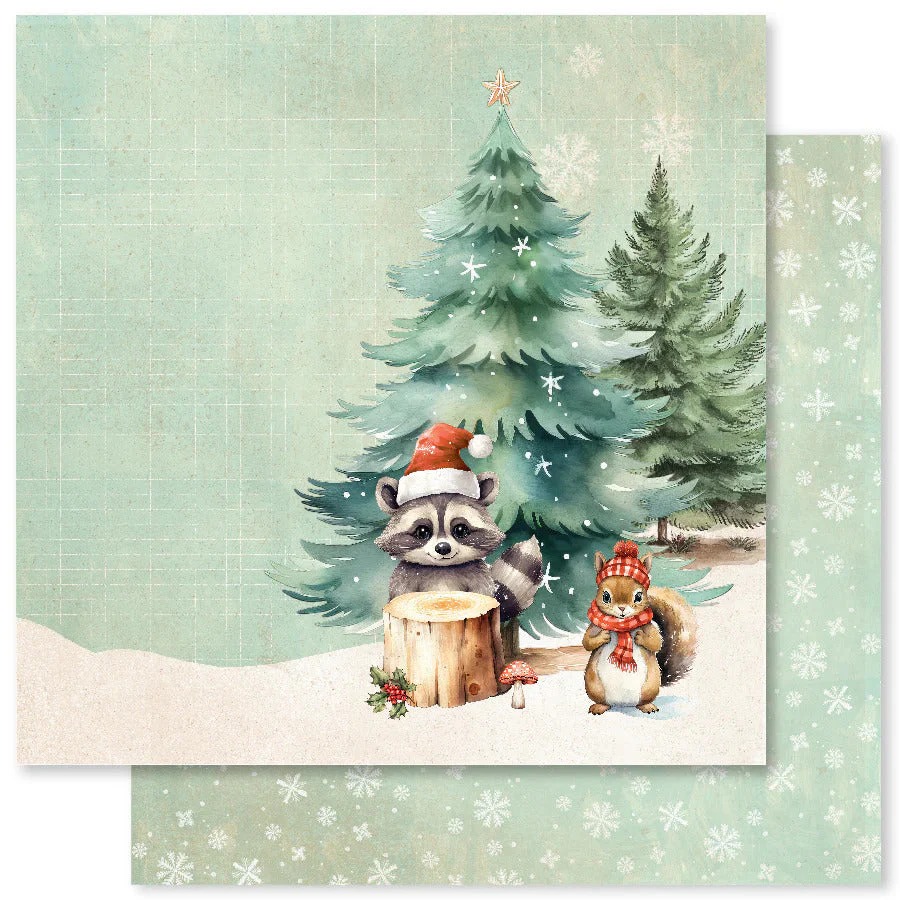 Paper Roses Woodland Christmas F 12X12 Paper