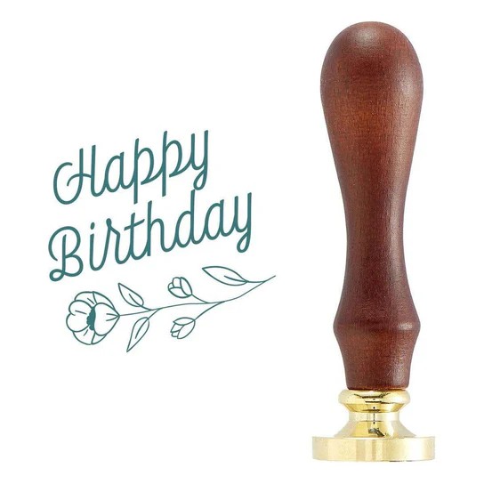 Spellbinders Wildflower Happy Birthday Wax Seal Stamp From the Sealed By Spellbinders Collection