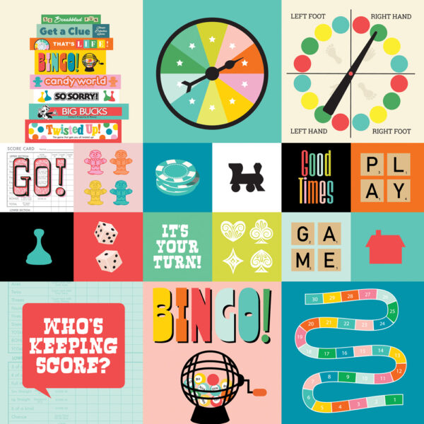 Simple Stories Game Night 12X12 2X2/4X4 Elements